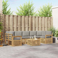 Outdoor-Sofagarnitur 8 pcs Weiß und Hellgrau Polyester