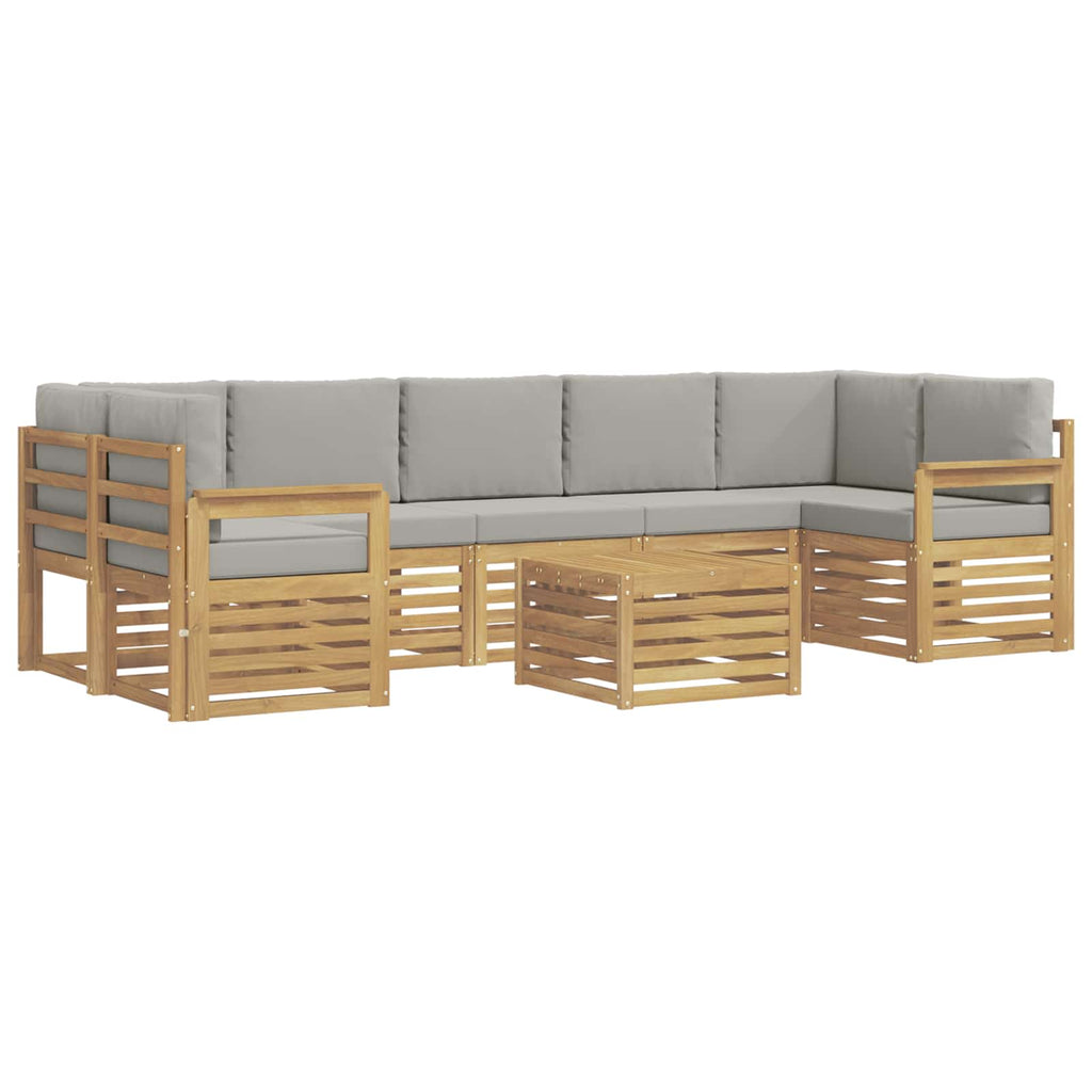 Outdoor-Sofagarnitur 8 pcs Weiß und Hellgrau Polyester