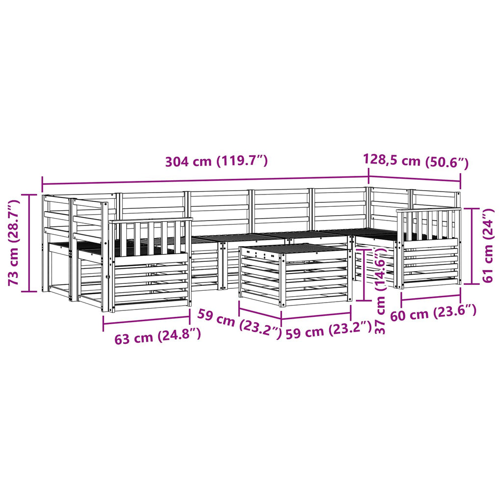Outdoor-Sofagarnitur 8 pcs Weiß Massivholz Akazie