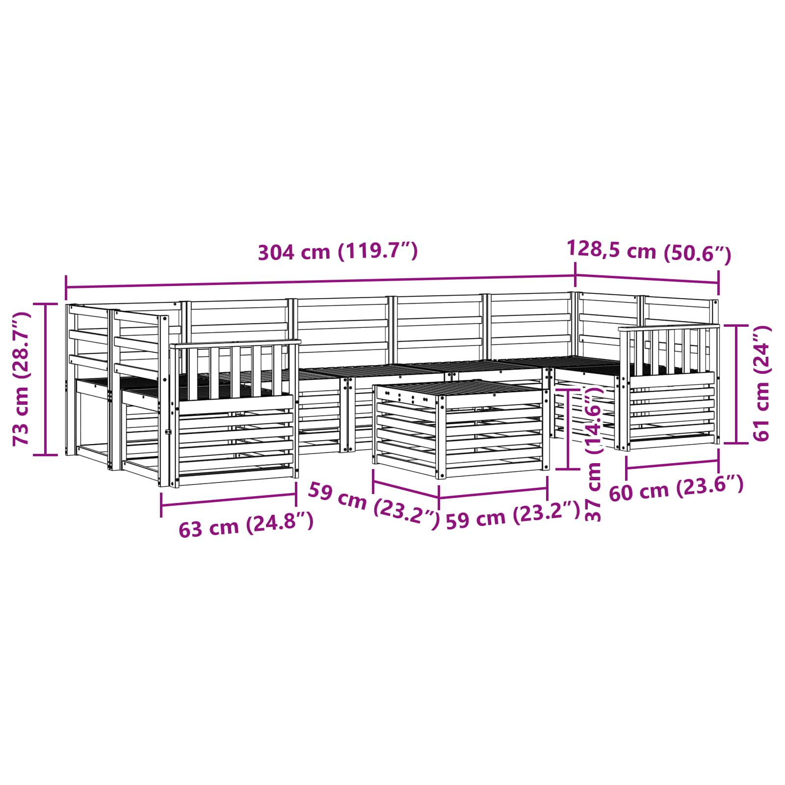 Outdoor-Sofagarnitur 8 pcs Weiß Massivholz Akazie