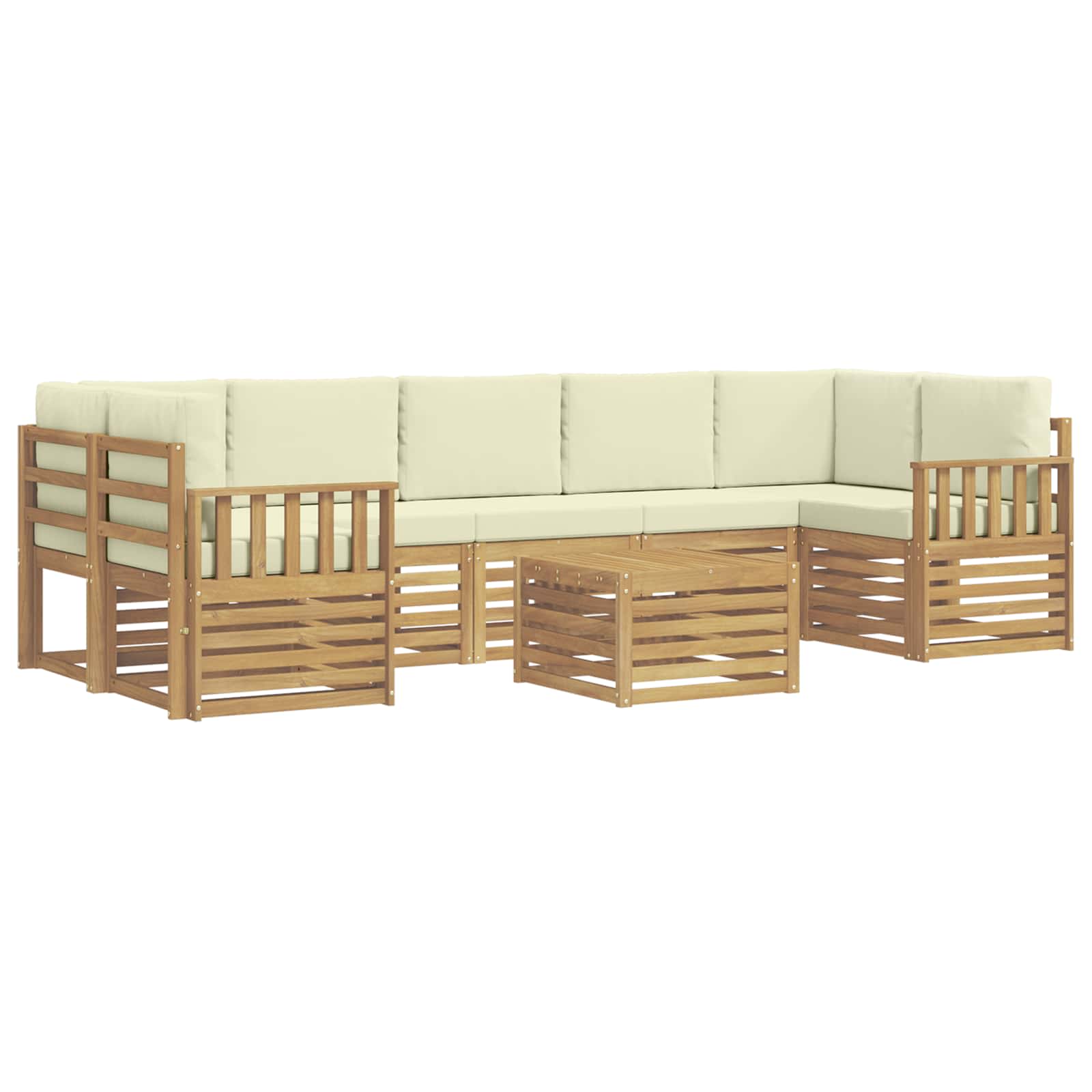 Outdoor-Sofagarnitur mit Kissen 8 pcs Weiß und Creme Polyester