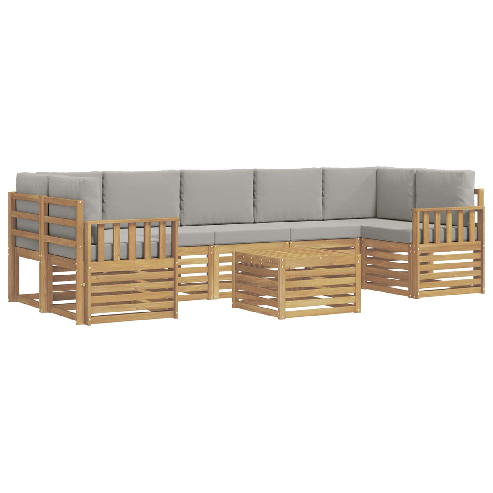 Outdoor-Sofagarnitur 8 pcs Weiß und Hellgrau Polyester