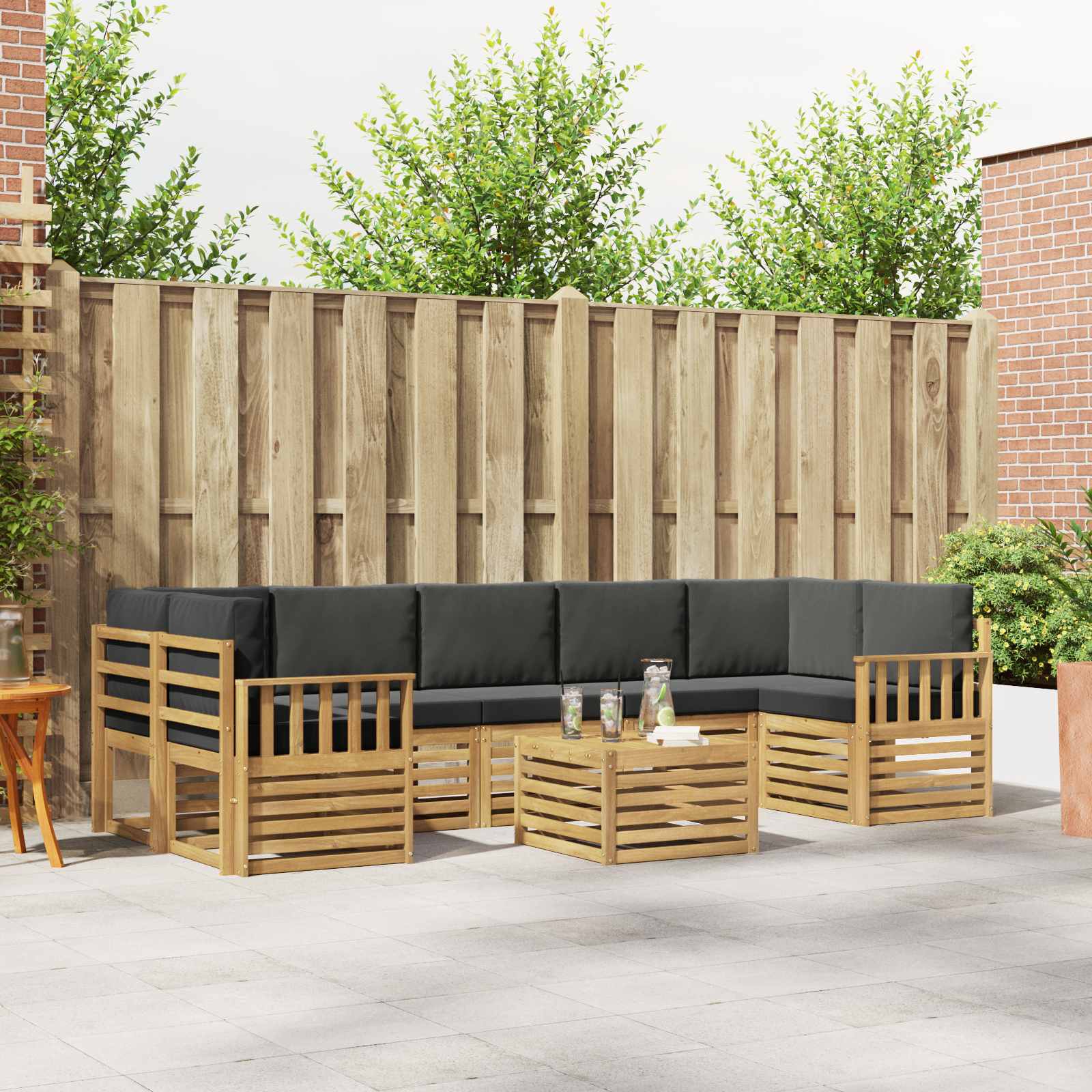 Outdoor-Sofagarnitur 8 pcs Weiß und Anthrazit Polyester