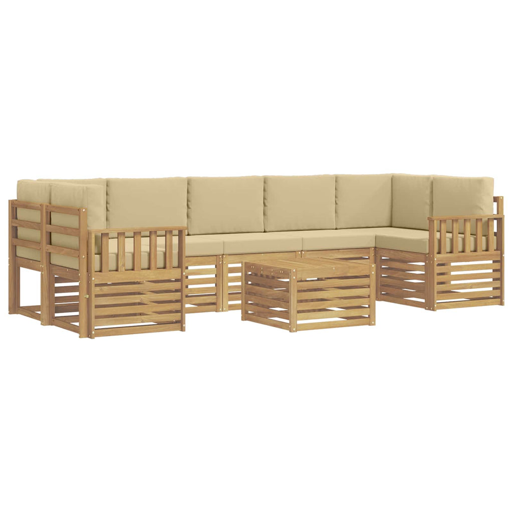 Outdoor-Sofagarnitur mit Kissen 8 pcs Weiß und Beige Polyester