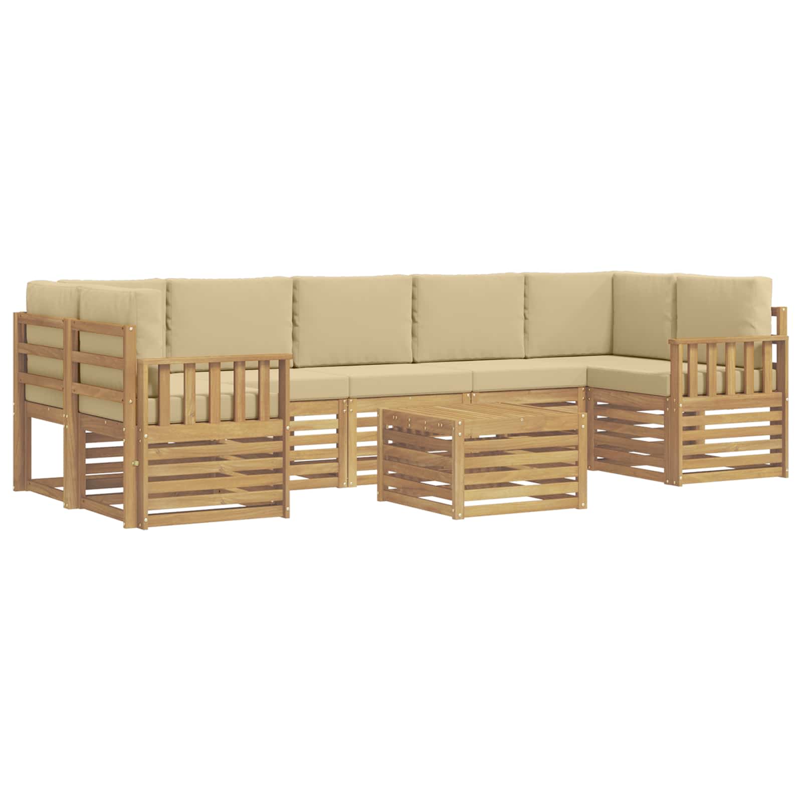 Outdoor-Sofagarnitur mit Kissen 8 pcs Weiß und Beige Polyester