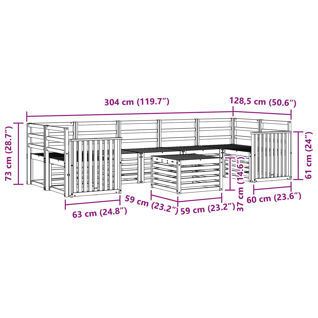Outdoor-Sofagarnitur 8 pcs Weiß Massivholz Akazie