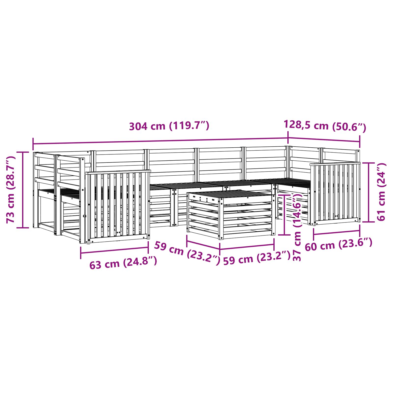 Outdoor-Sofagarnitur 8 pcs Weiß Massivholz Akazie