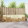 Outdoor-Sofagarnitur mit Kissen 8 pcs Weiß und Creme Polyester