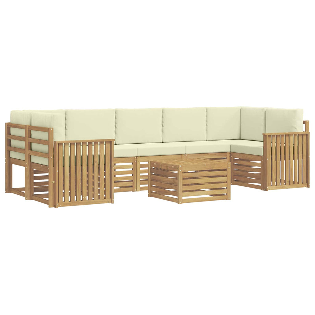 Outdoor-Sofagarnitur mit Kissen 8 pcs Weiß und Creme Polyester