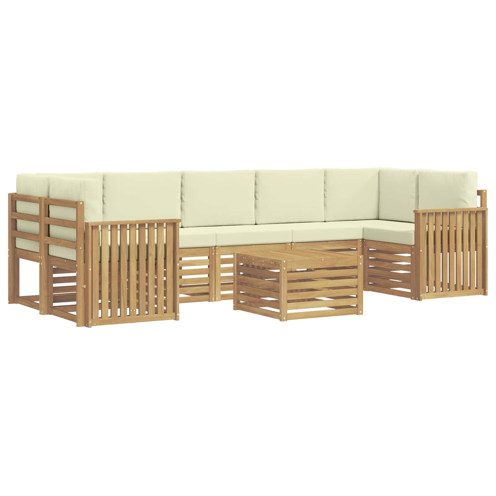 Outdoor-Sofagarnitur mit Kissen 8 pcs Weiß und Creme Polyester
