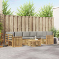 Outdoor-Sofagarnitur 8 pcs Weiß und Hellgrau Polyester