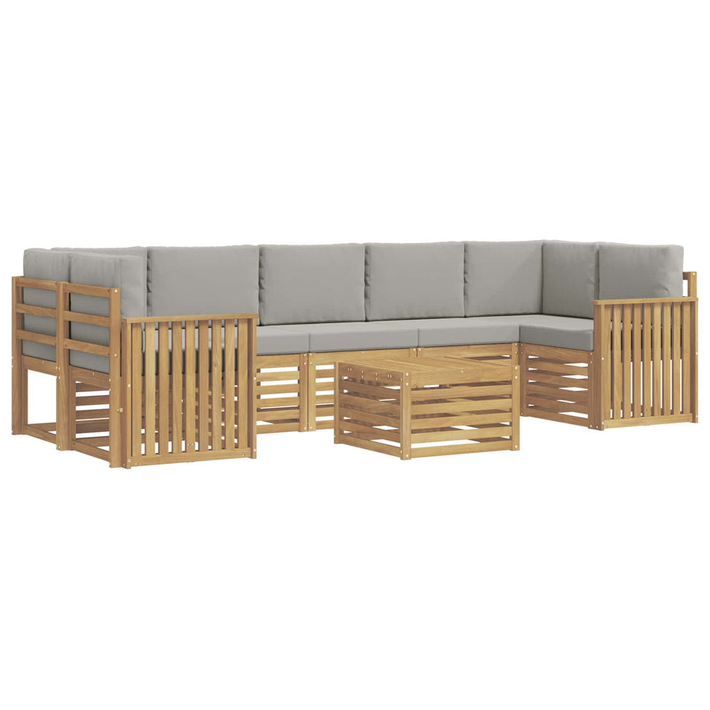 Outdoor-Sofagarnitur 8 pcs Weiß und Hellgrau Polyester