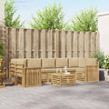 Outdoor-Sofagarnitur mit Kissen 8 pcs Weiß und Beige Polyester