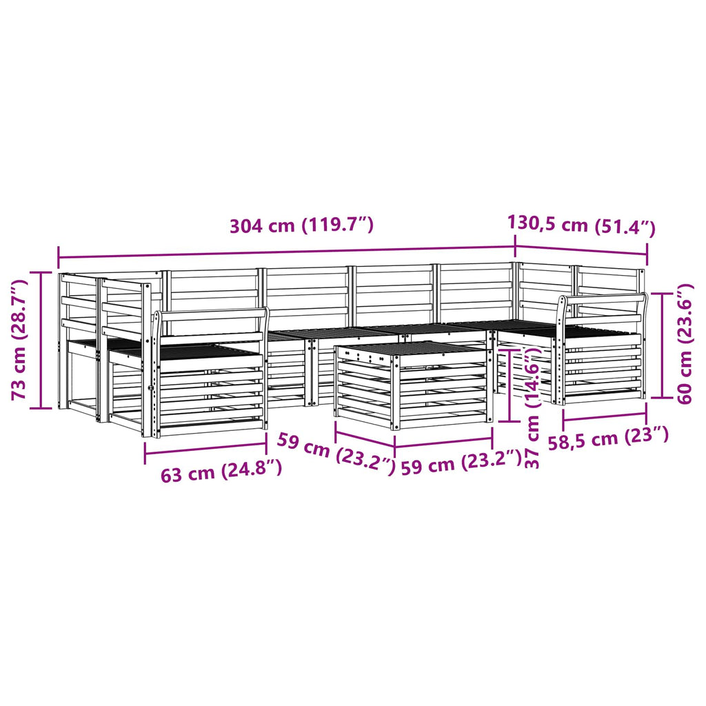 Outdoor-Sofagarnitur 8 pcs Weiß Massivholz Akazie