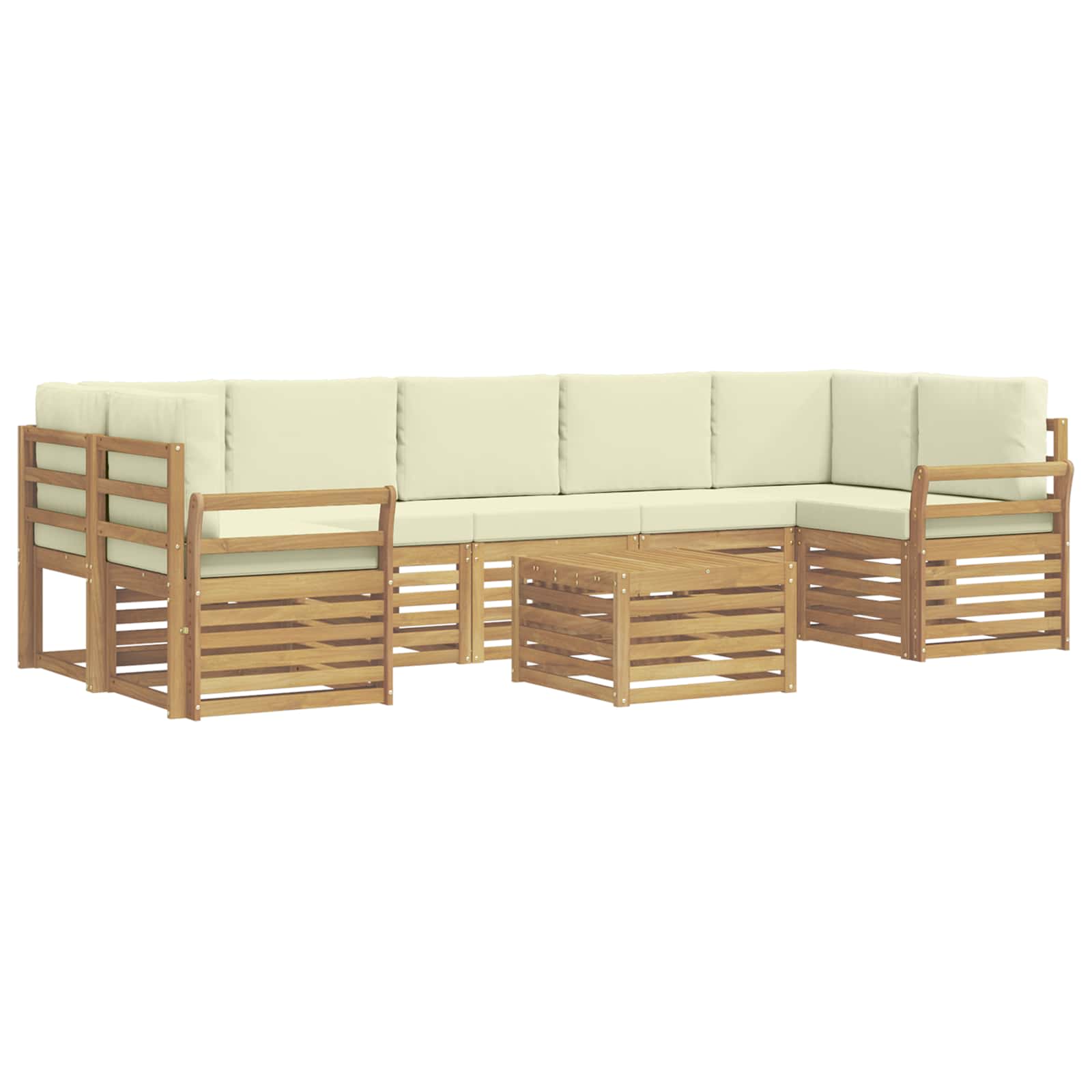 Outdoor-Sofagarnitur mit Kissen 8 pcs Weiß und Creme Polyester