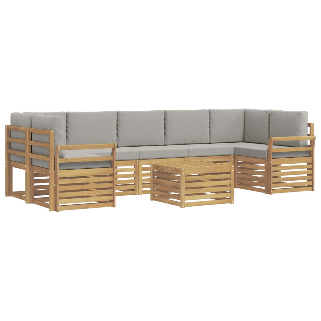 Outdoor-Sofagarnitur 8 pcs Weiß und Hellgrau Polyester