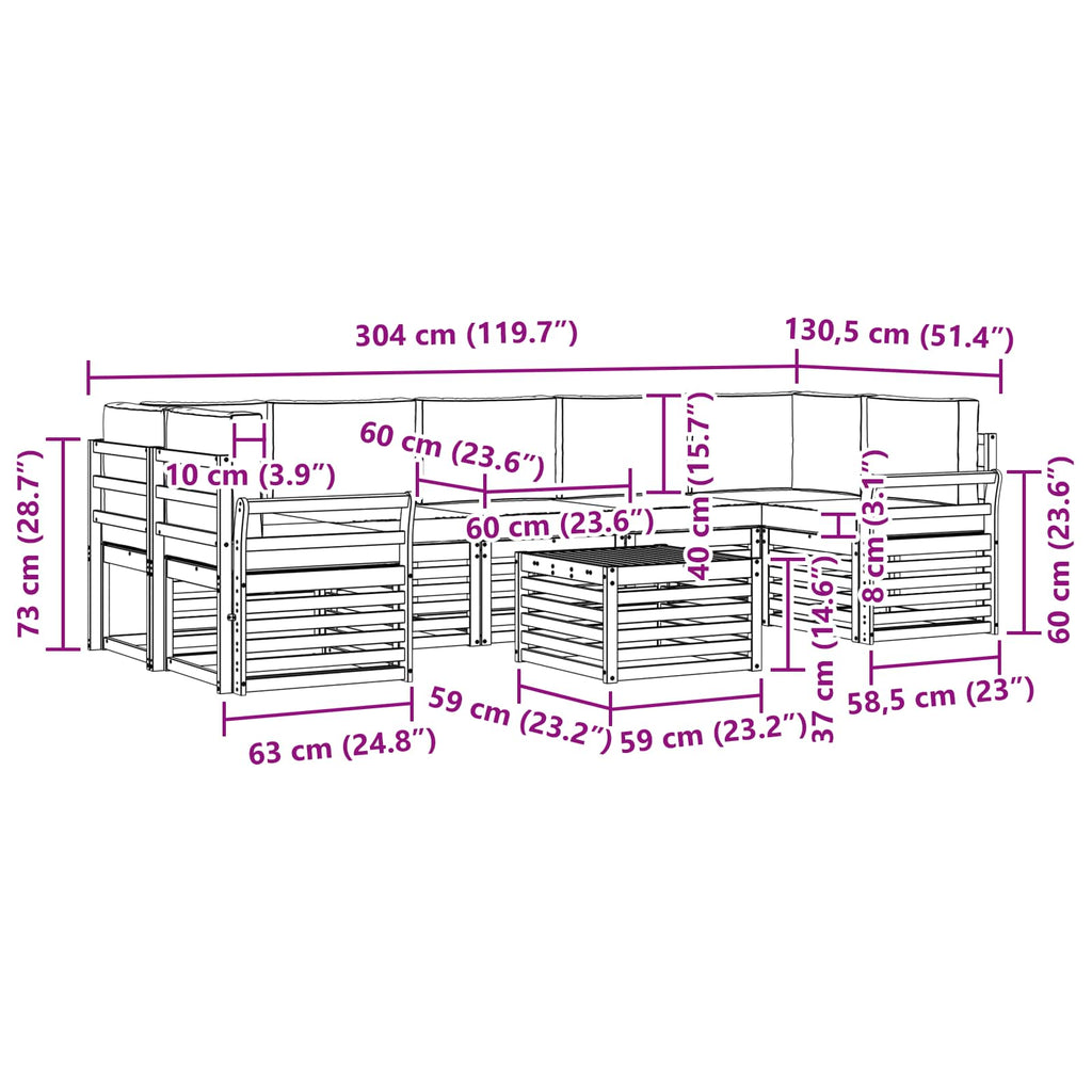 Outdoor-Sofagarnitur mit Kissen 8 pcs Weiß und Beige Polyester