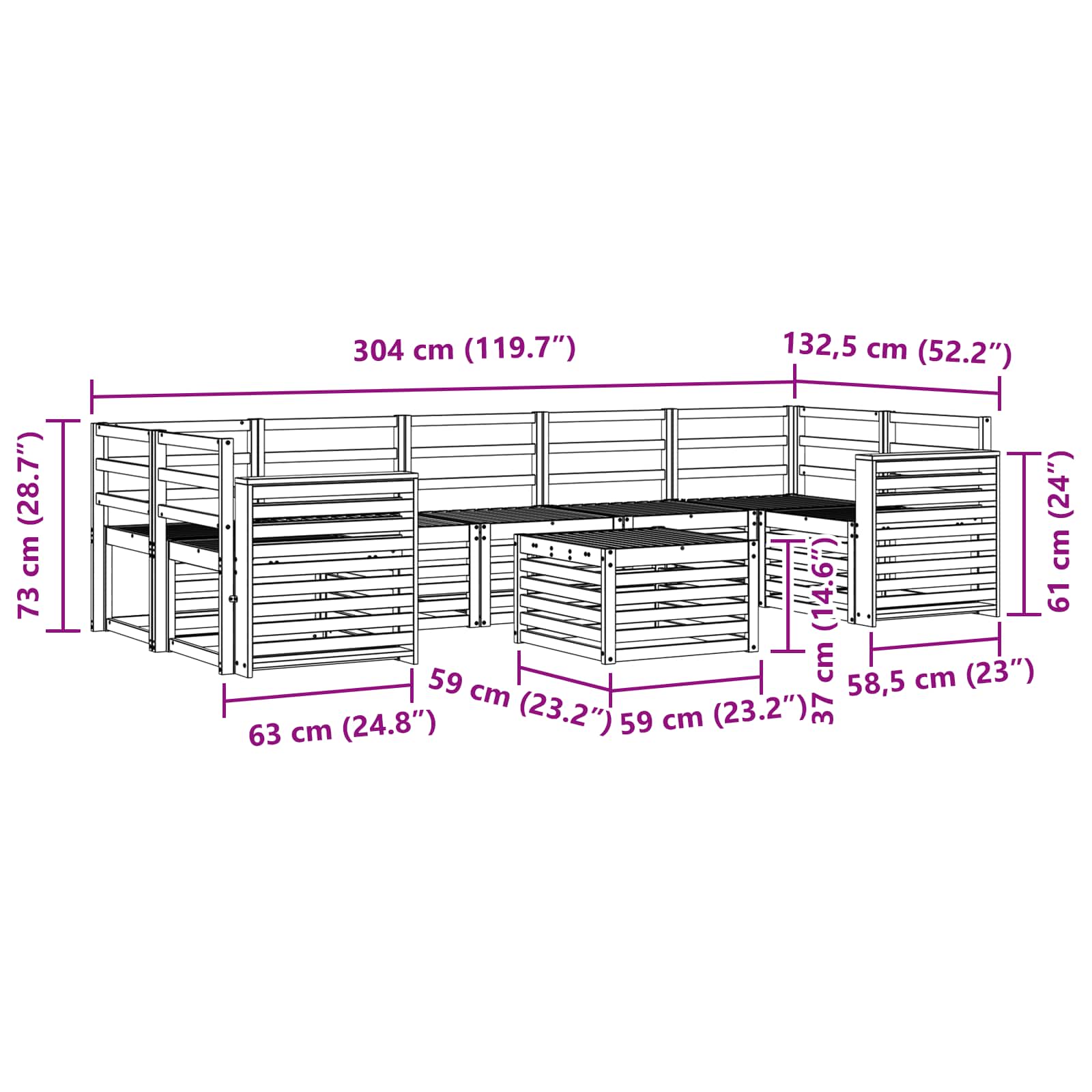 Outdoor-Sofagarnitur 8 pcs Weiß Massivholz Akazie