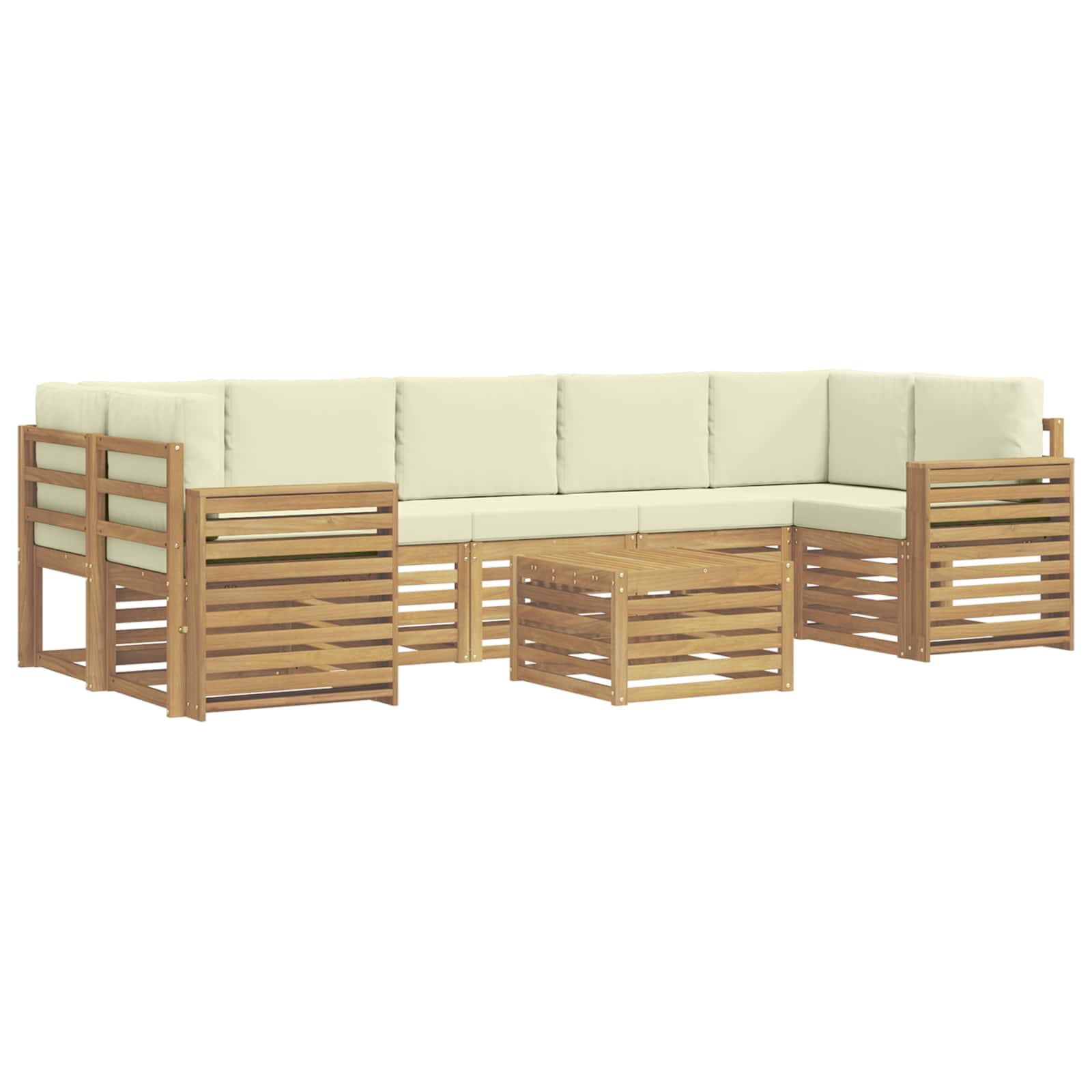 Outdoor-Sofagarnitur mit Kissen 8 pcs Weiß und Creme Polyester