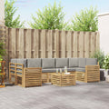 Outdoor-Sofagarnitur 8 pcs Weiß und Hellgrau Polyester