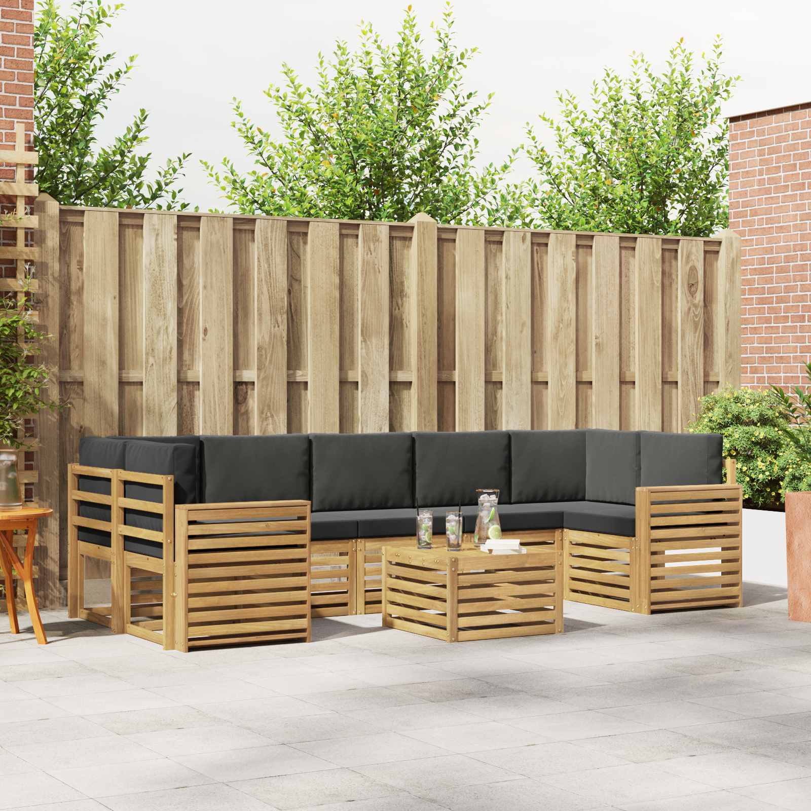 Outdoor-Sofagarnitur 8 pcs Weiß und Anthrazit Polyester