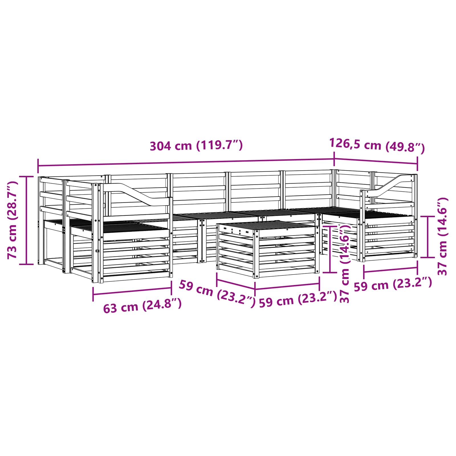 Outdoor-Sofagarnitur 8 pcs Weiß Massivholz Akazie