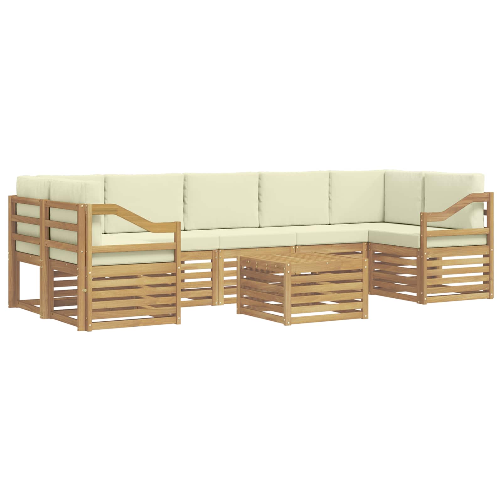 Outdoor-Sofagarnitur mit Kissen 8 pcs Weiß und Creme Polyester
