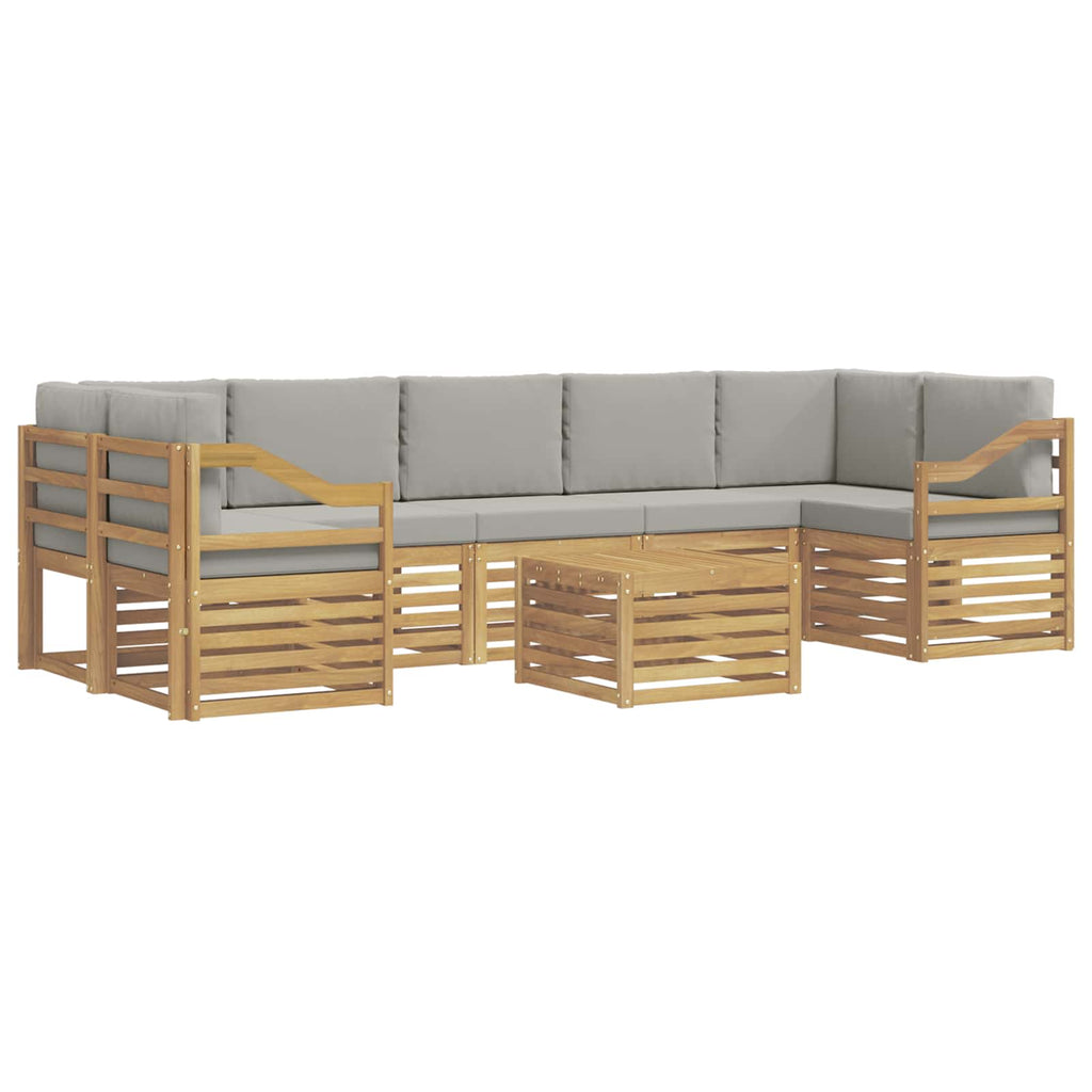 Outdoor-Sofagarnitur 8 pcs Weiß und Hellgrau Polyester