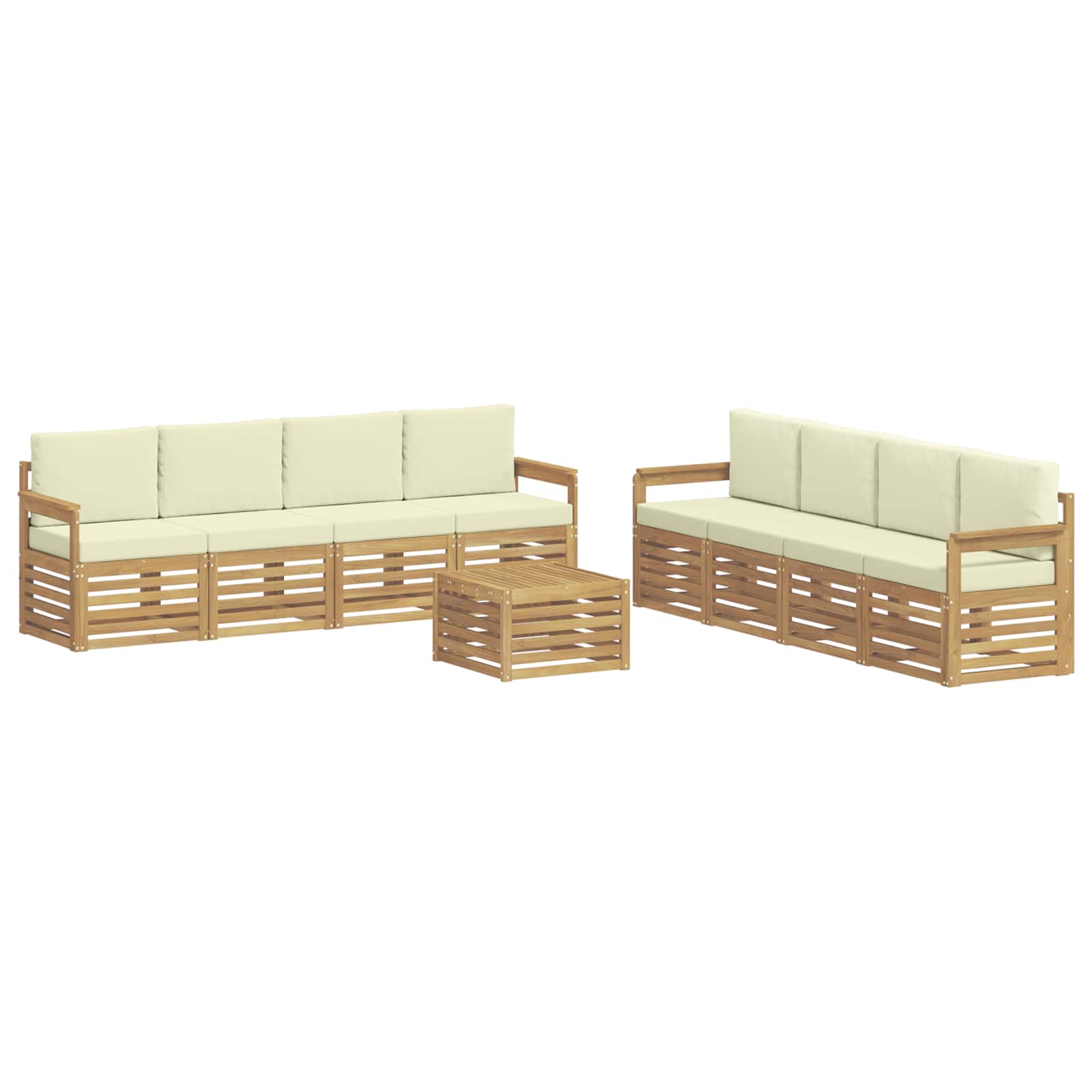 Outdoor-Sofagarnitur 9 pcs Weiß und Creme 59 x 59 x 37 cm