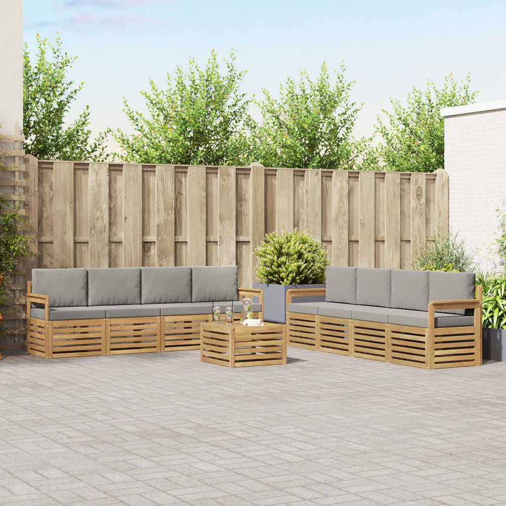Outdoor-Sofagarnitur 9 pcs Weiß und Hellgrau 59 x 59 x 37 cm