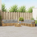 Outdoor-Sofagarnitur 9 pcs Weiß und Hellgrau 59 x 59 x 37 cm