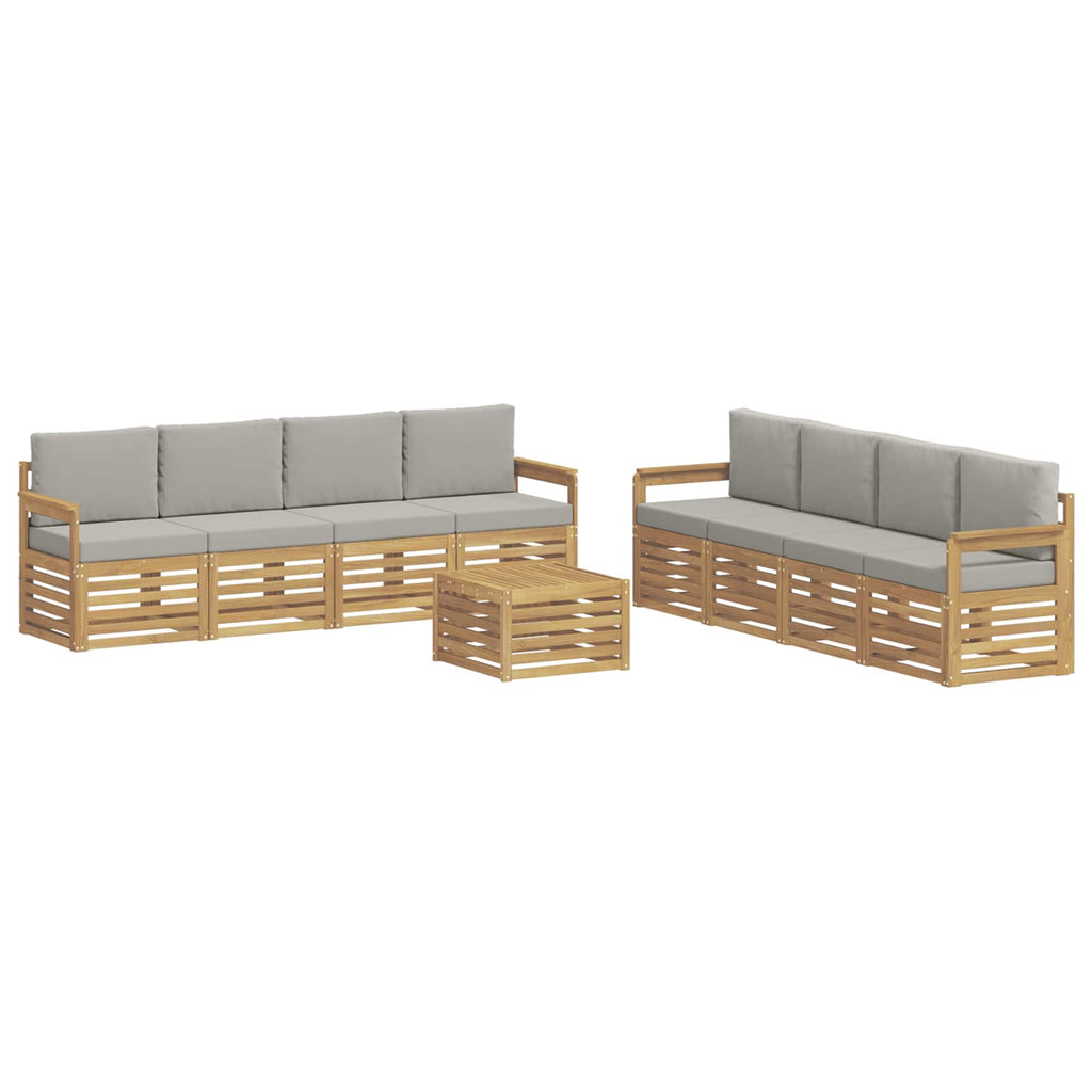 Outdoor-Sofagarnitur 9 pcs Weiß und Hellgrau 59 x 59 x 37 cm