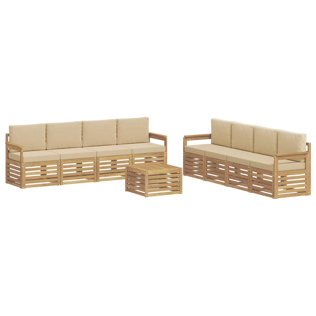 Outdoor-Sofagarnitur 9 pcs Weiß und Beige 59 x 59 x 37 cm