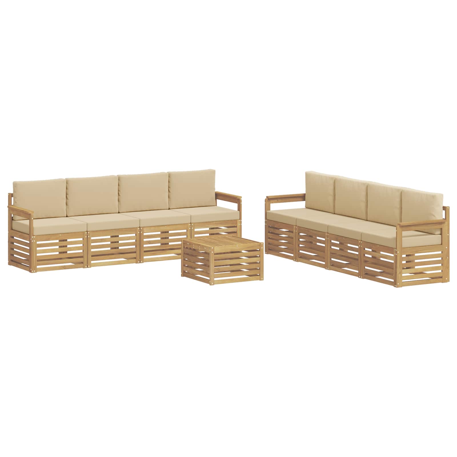 Outdoor-Sofagarnitur 9 pcs Weiß und Beige 59 x 59 x 37 cm