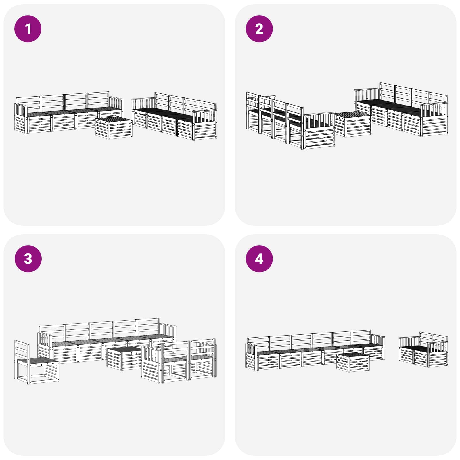 Outdoor-Sofagarnitur 9 pcs Weiß 59 x 59 x 37 cm