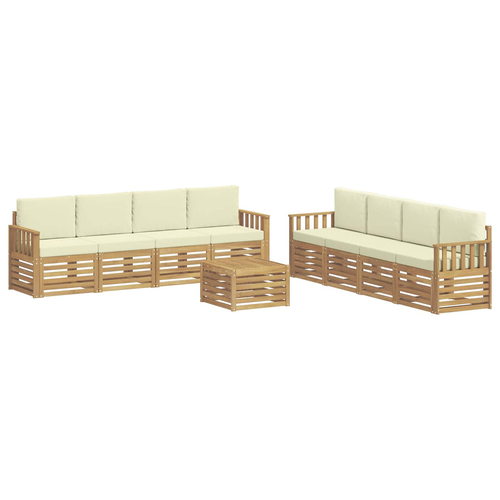Outdoor-Sofagarnitur 9 pcs Weiß und Creme 59 x 59 x 37 cm