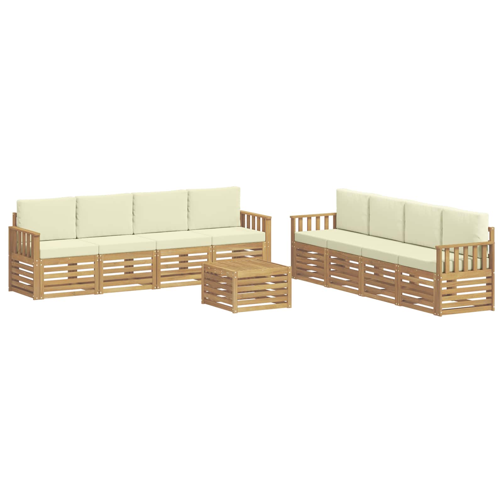 Outdoor-Sofagarnitur 9 pcs Weiß und Creme 59 x 59 x 37 cm