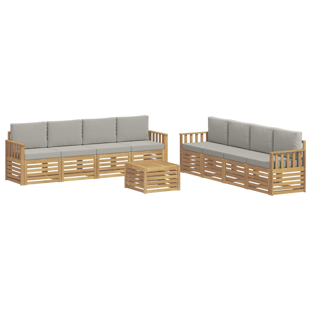 Outdoor-Sofagarnitur 9 pcs Weiß und Hellgrau 59 x 59 x 37 cm