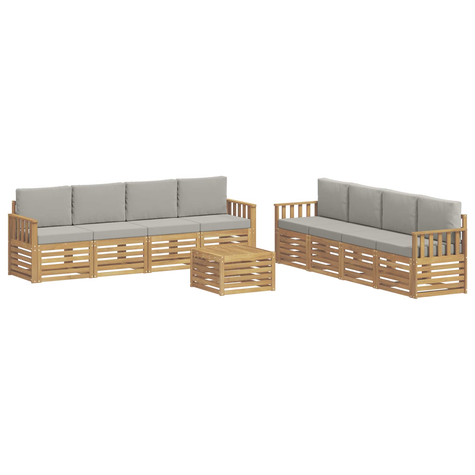 Outdoor-Sofagarnitur 9 pcs Weiß und Hellgrau 59 x 59 x 37 cm