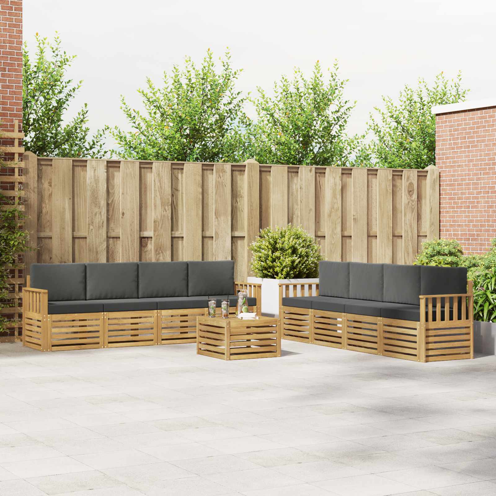 Outdoor-Sofagarnitur 9 pcs Weiß und Anthrazit 59 x 59 x 37 cm