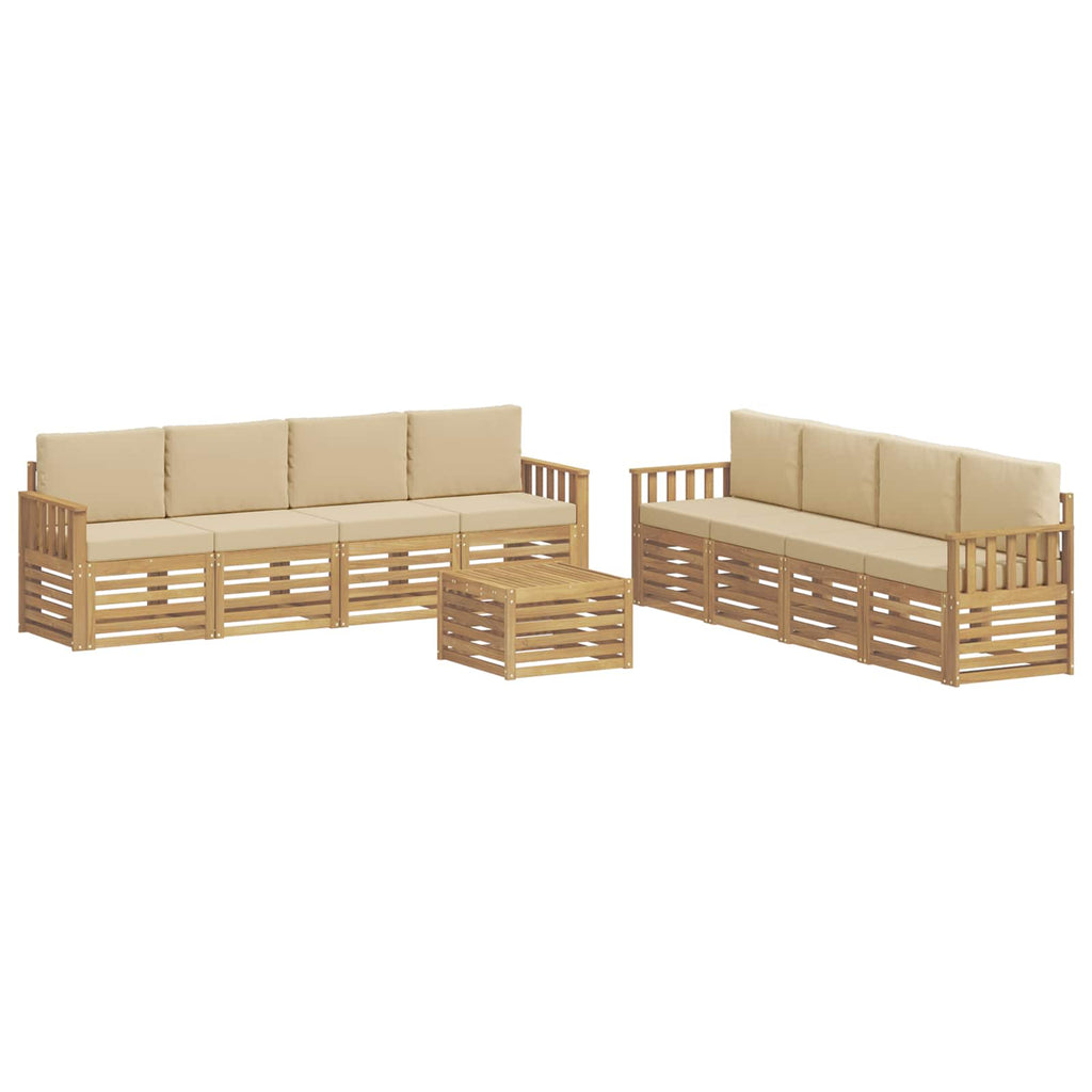 Outdoor-Sofagarnitur 9 pcs Weiß und Beige 59 x 59 x 37 cm