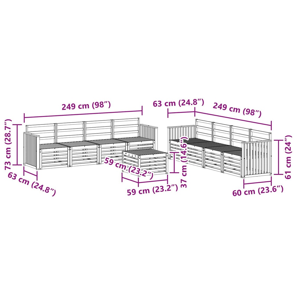 Sofagarnituren 9 pcs Weiß 59 x 59 x 37 cm Massivholz Akazie