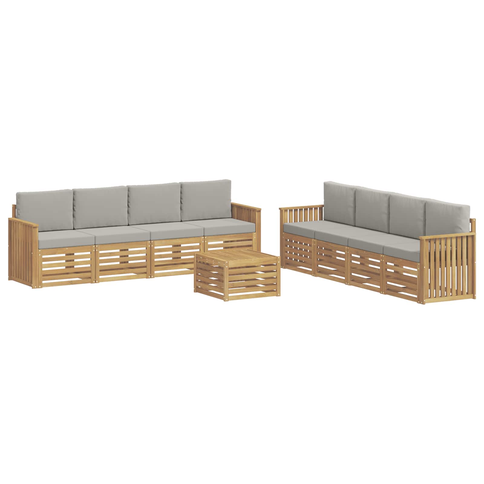 Sofagarnituren 9 pcs Weiß und Hellgrau 59 x 59 x 37 cm