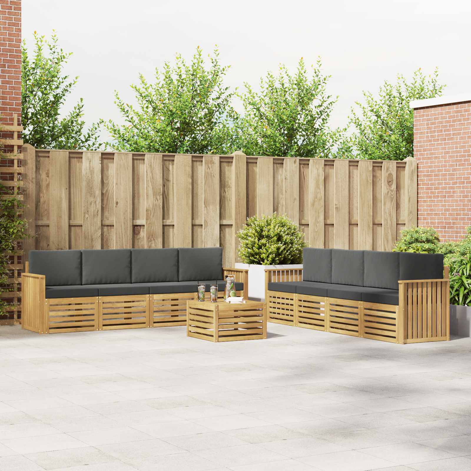 Sofagarnituren 9 pcs Weiß und Anthrazit 59 x 59 x 37 cm