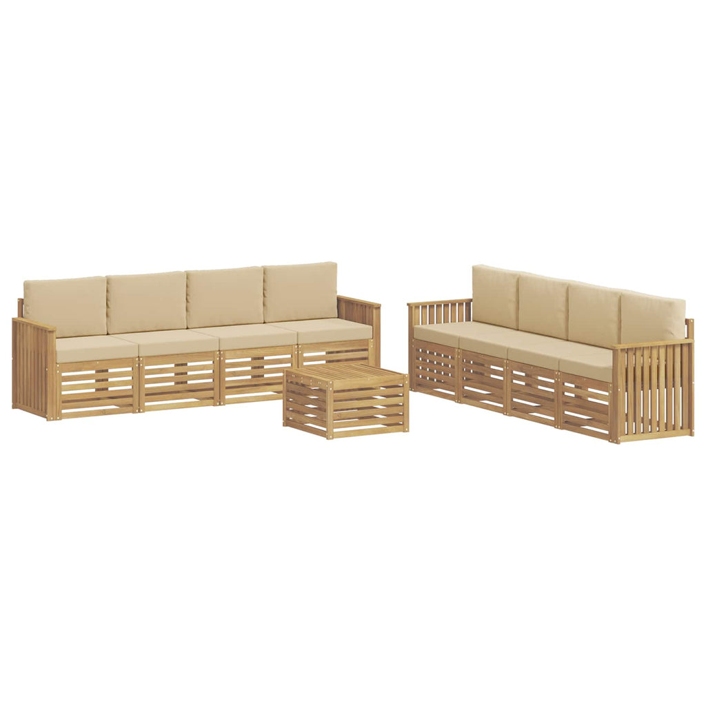 Sofagarnituren 9 pcs Weiß und Beige 59 x 59 x 37 cm Polyester
