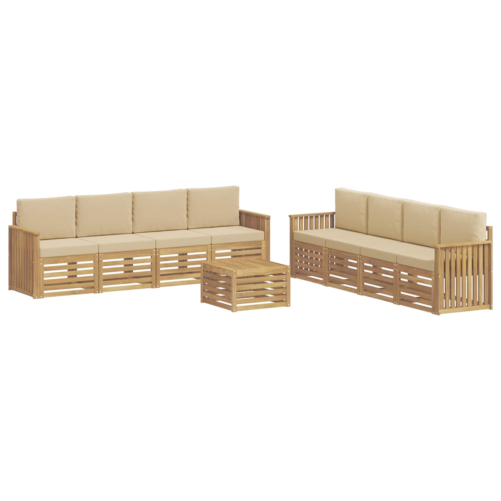 Sofagarnituren 9 pcs Weiß und Beige 59 x 59 x 37 cm Polyester