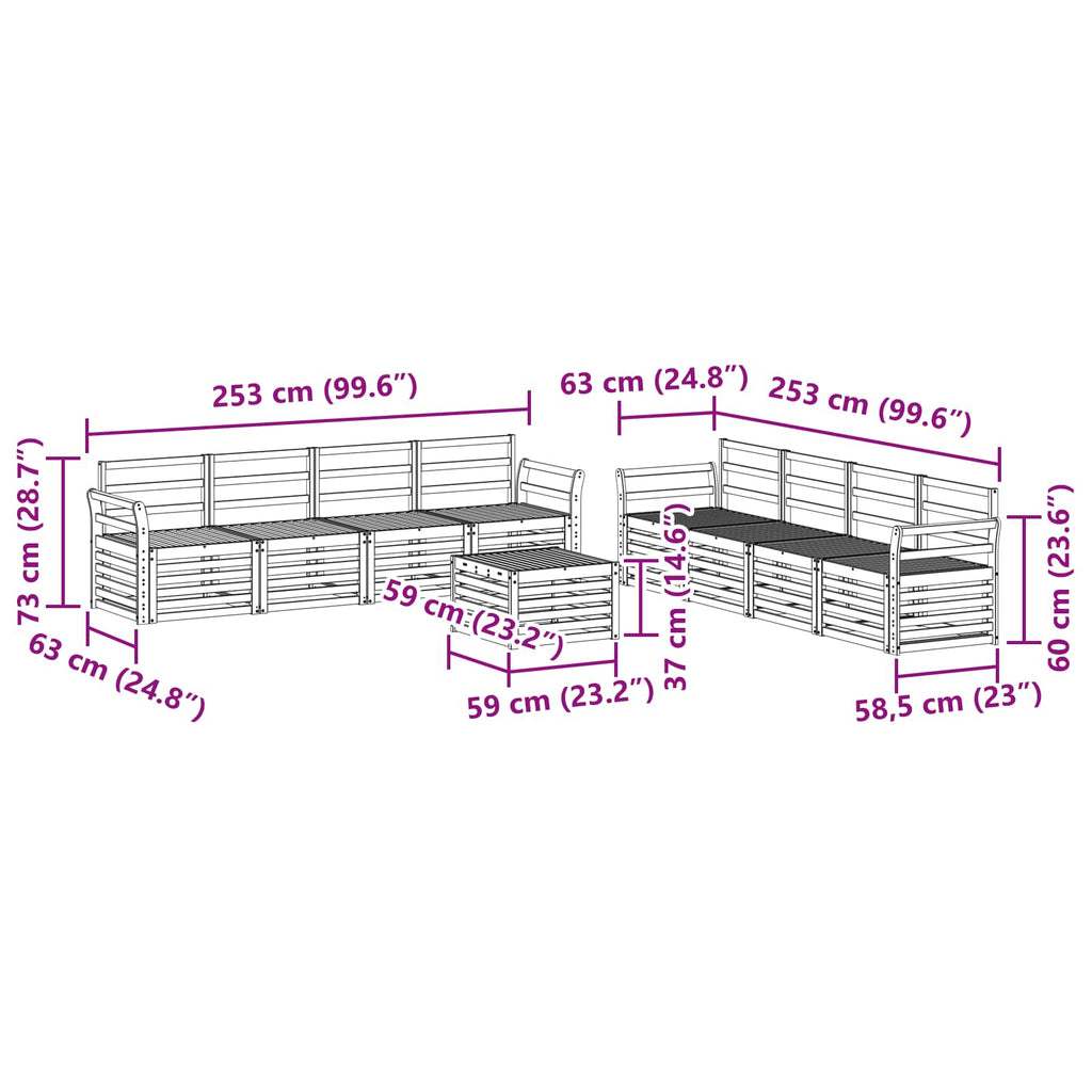 Sofagarnituren 9 pcs Weiß 59 x 59 x 37 cm Massivholz Akazie