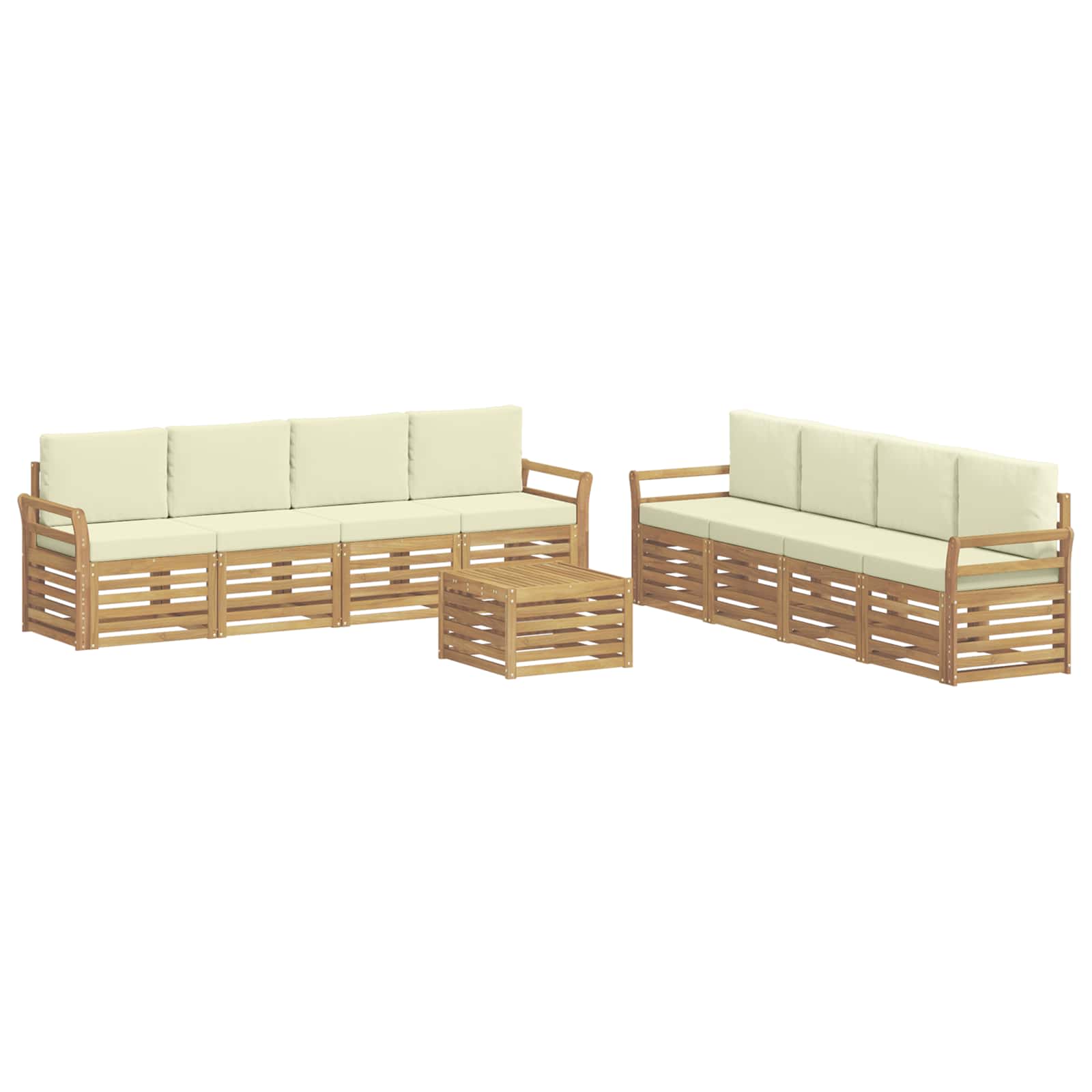 Sofagarnituren 9 pcs Weiß und Creme 59 x 59 x 37 cm Polyester