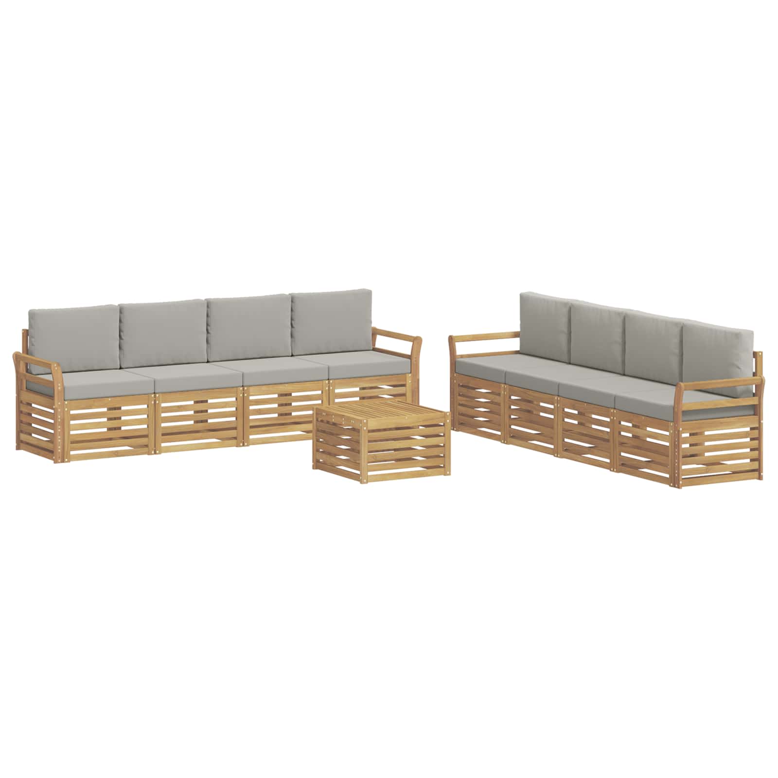 Sofagarnituren 9 pcs Weiß und Hellgrau 59 x 59 x 37 cm