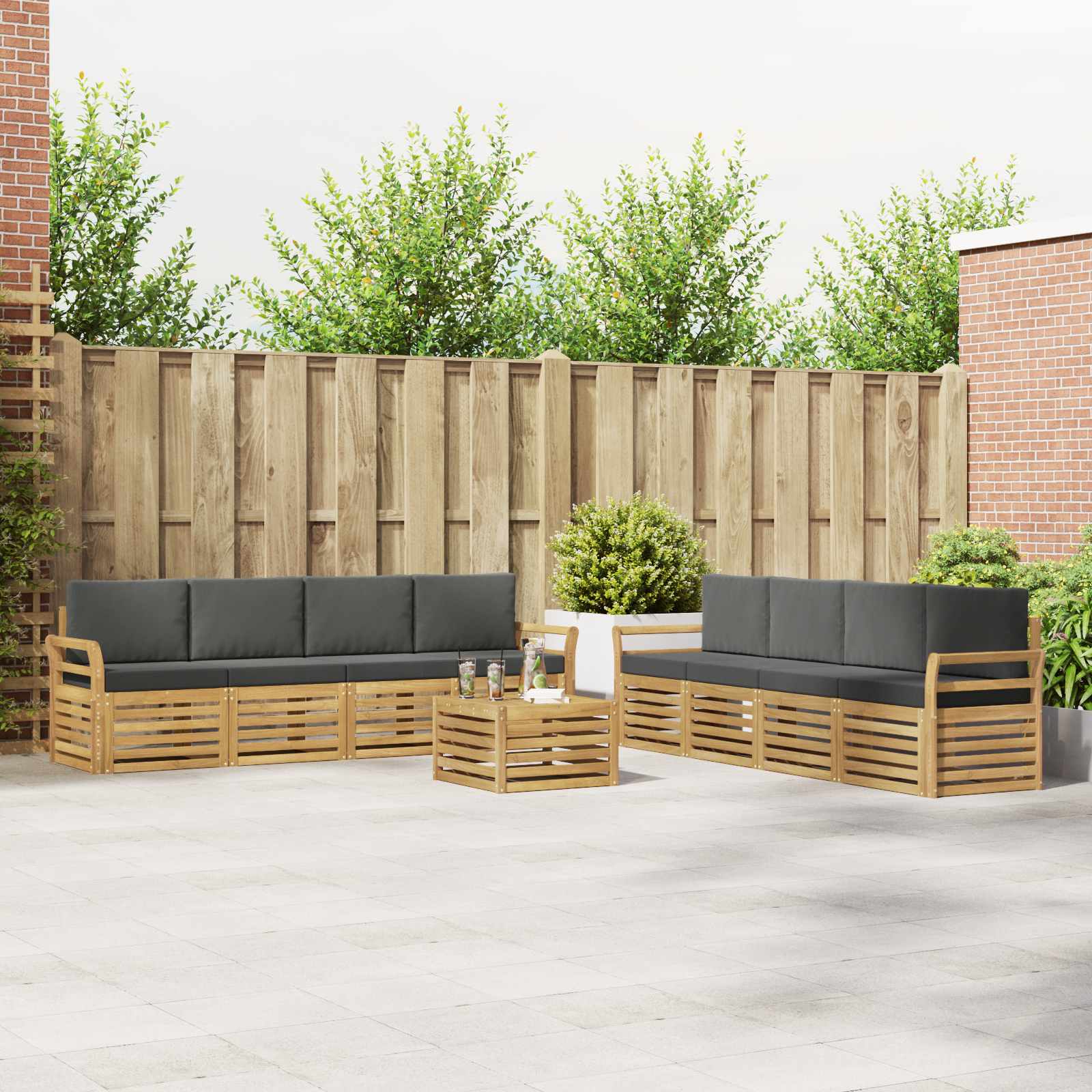 Sofagarnituren 9 pcs Weiß und Anthrazit 59 x 59 x 37 cm